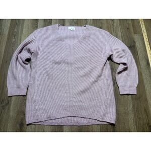 Lou & Grey Sweater, Women's Size Small, Pink, V-neck, Pullover, Long Sleeve